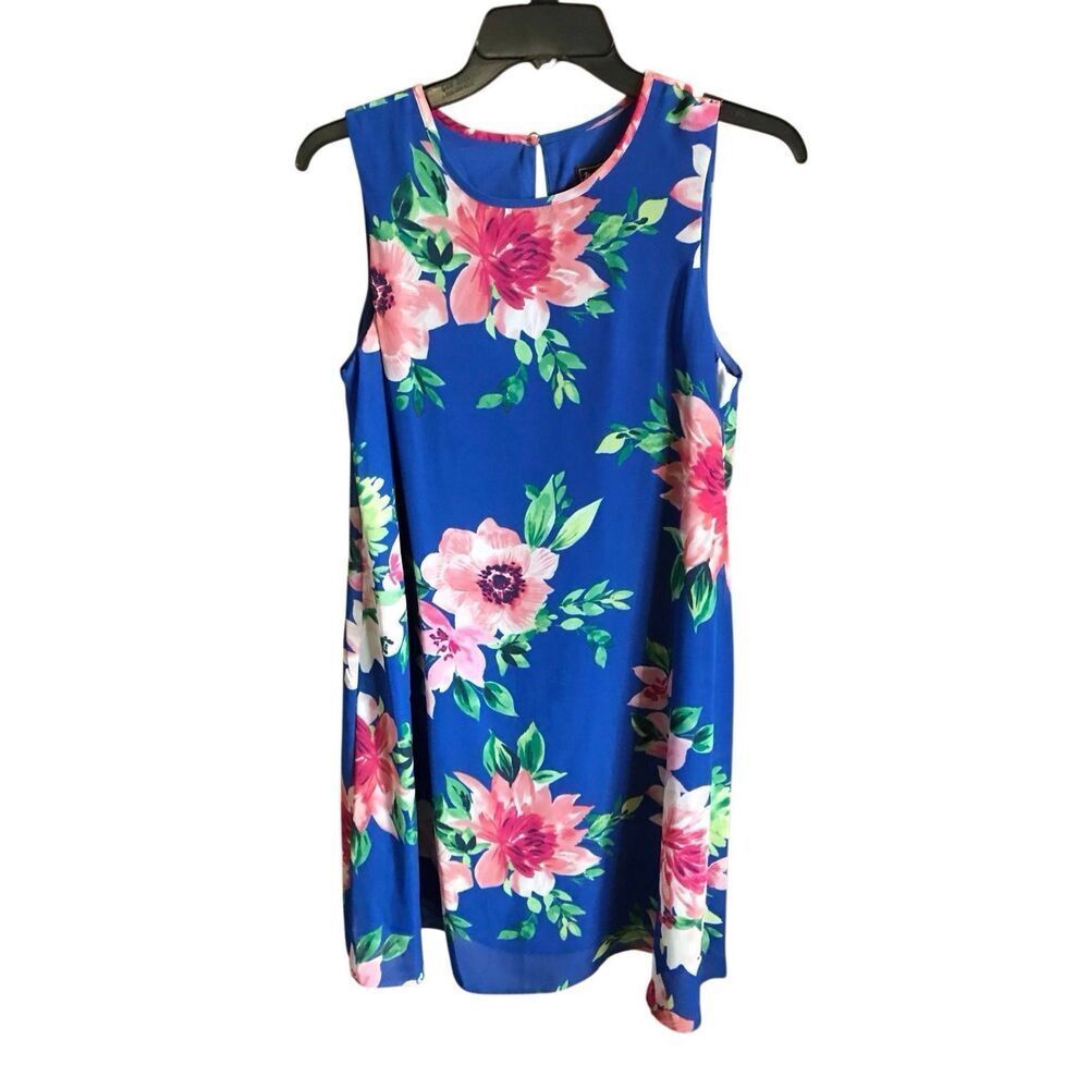 Jessica Howard sleeveless lined dress blue size 8 floral knee length